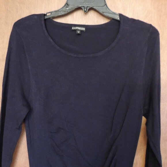 Express Black Ruched Bodycon Long Sleeve Dress Medium - Picture 2 of 7